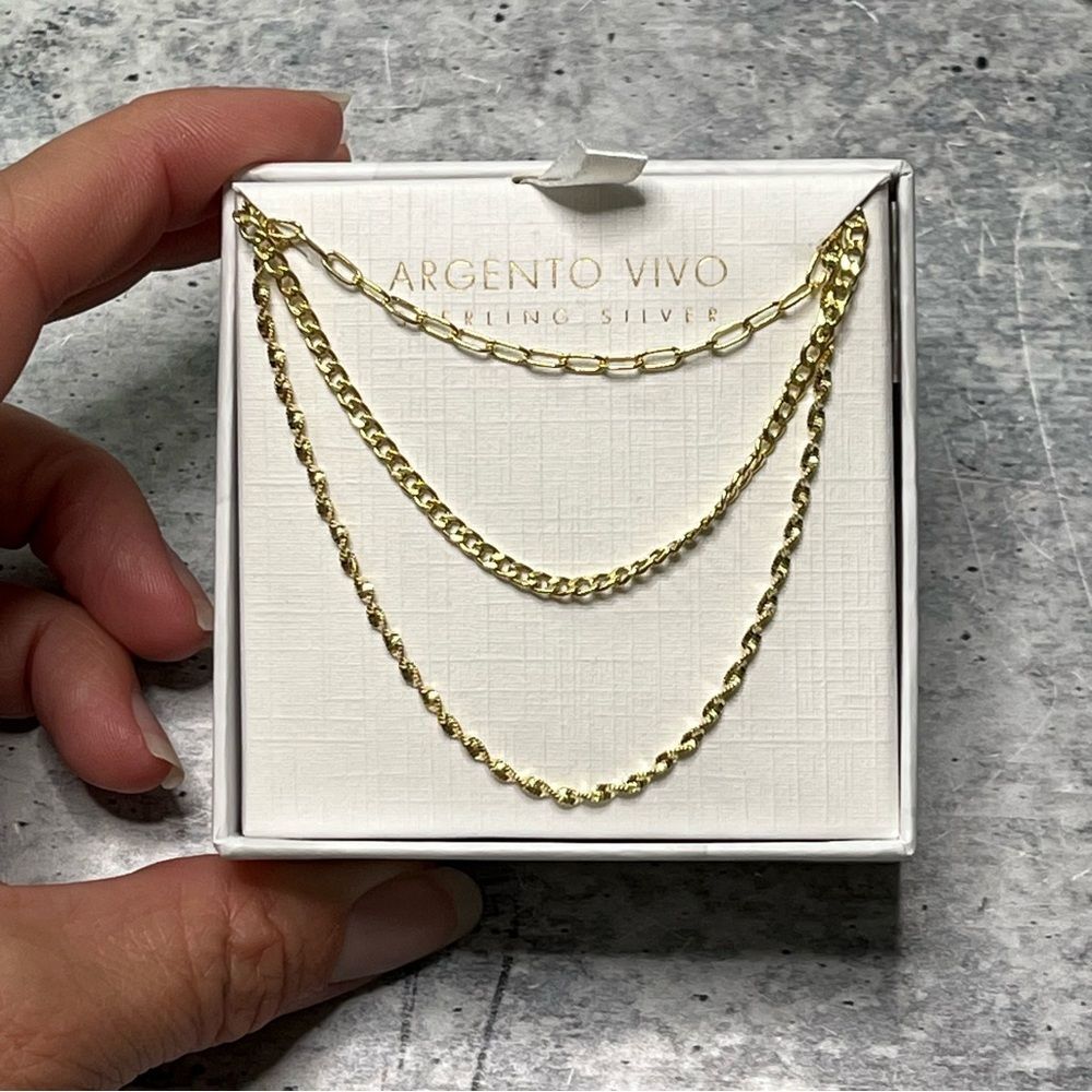 Argento Vivo Triple Chain Necklace